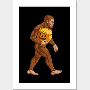 Bigfoot Sasquatch Halloween Trumpkin Pumpkin Spooky Vibes Posters and Art